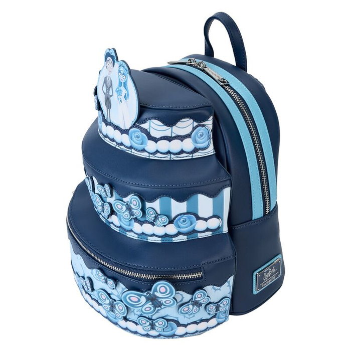 Loungefly Mochila Wedding Cake La Novia Cadaver, Piel Vegana, Tamaño 22,5x26,25x0cm, Bolsillo Frontal y Lateral, Detalles en Relieve y Estampados