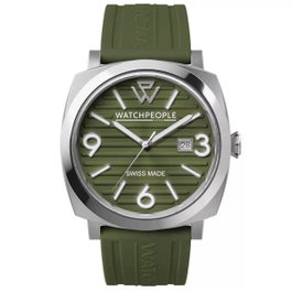 Watchpeople Reloj para Mujer con Correa Verde y Caja Gris