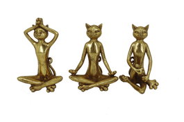 DKD Home Decor Figura Resina Gato Yoga Dorado Surtido 6 Piezas