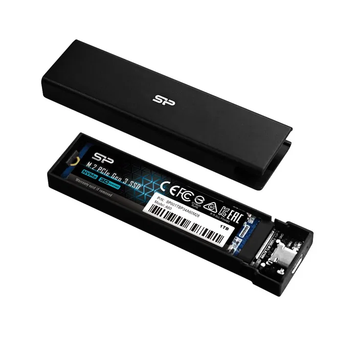 Silicon Power Caja Externa para SSD PD60 M.2 NVMe/SATA USB 3.2 Gen 2 Tipo-C 10 Gbit/s Aluminio Negro