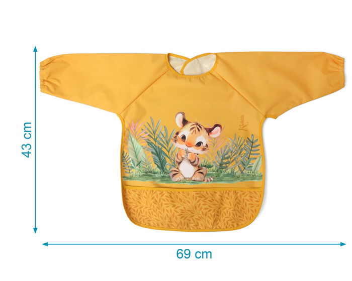 KioKids Babero Impermeable con Mangas Tigre Mostaza Colección Little Sauvages +4 Meses