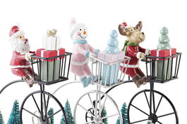 DKD Home Decor Figura Navidad Tradicional Rojo Rosa Metal Mdf Bici 4 x 16 x 13 cm (6 Unidades)