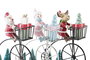 DKD Home Decor Figura Navidad Tradicional Rojo Rosa Metal Mdf Bici 4 x 16 x 13 cm (6 Unidades)