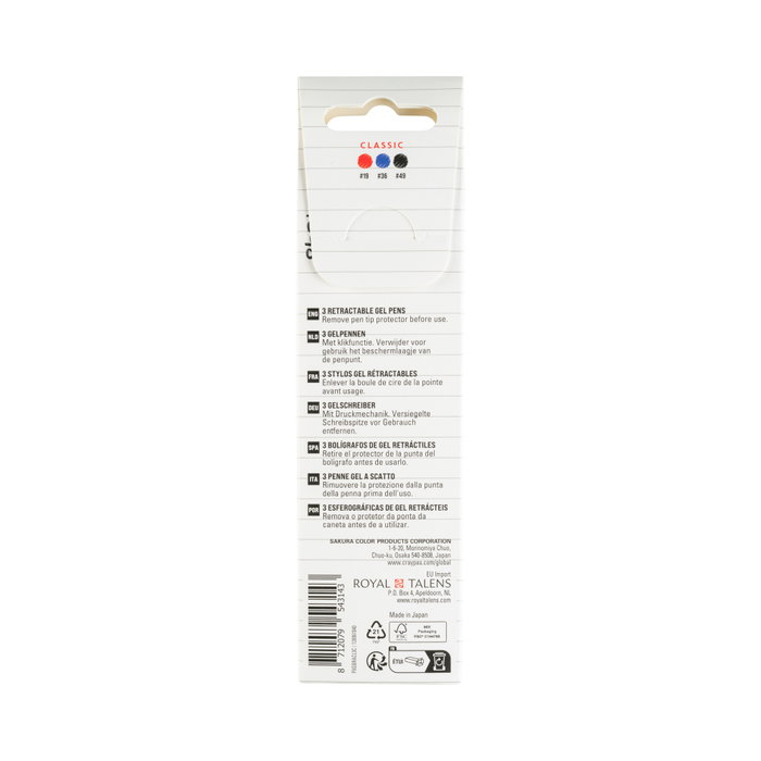 Sakura Gelly Roll Retractable Classic Bolígrafo de Gel Azul, Rojo y Negro Sakura Gelly Roll Retractable Classic Bolígrafo de Gel Azul, Rojo y Negro