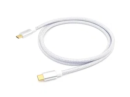 Equip Cable USB 3.2 Gen 2 USB-C a USB-C 1 m, 10 Gbps, PD 100W, DP Alt Mode 4K@60Hz, E-Mark, Malla Trenzada, Conectores Dorados - Blanco