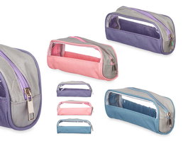 Pincello Estuche de Tela Transparente Surtido Azul, Morado, Rosa 23 x 5.5 x 8 cm (Set de 24)