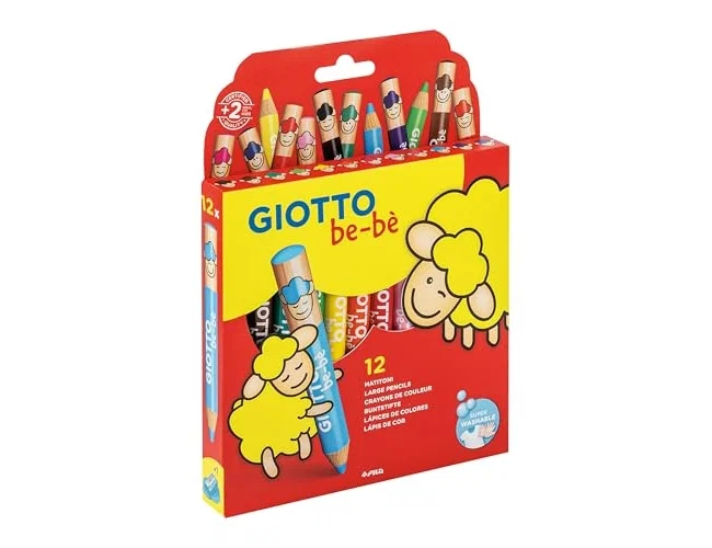 Giotto Lápices de colores super bebe caja de 12 colores surtidos + sacapuntas
