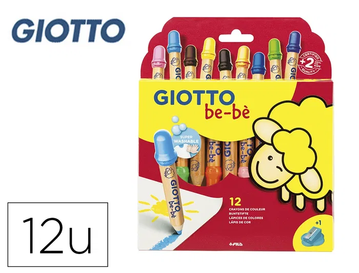 Giotto Lápices de Colores Super Bebé Caja de 12 Lápices Colores Surtidos con Sacapuntas Giotto Lápices de Colores Super Bebé Caja de 12 Lápices Colores Surtidos con Sacapuntas
