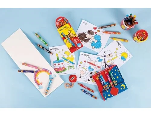 Giotto Lápices de colores super bebe caja de 12 colores surtidos + sacapuntas