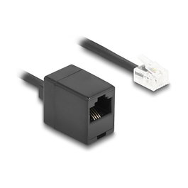 DeLOCK 88721 Cable Telefónico Spiral RJ11 Macho a RJ45 Hembra 2 m Negro