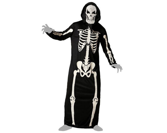 Disfraz Mono Esqueleto Fosforescente Con Capucha Hombre Adulto XL Halloween