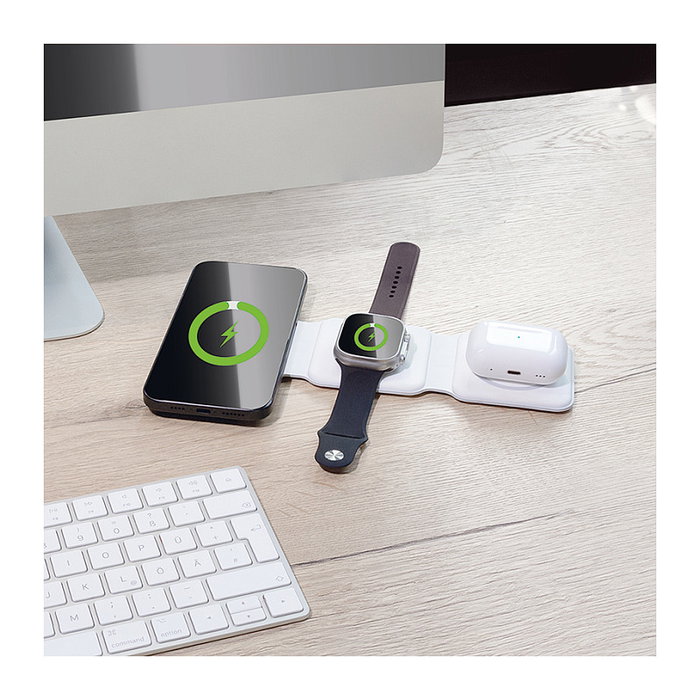 LogiLink Cargador inalámbrico magnético 3 en 1 para dispositivos Apple