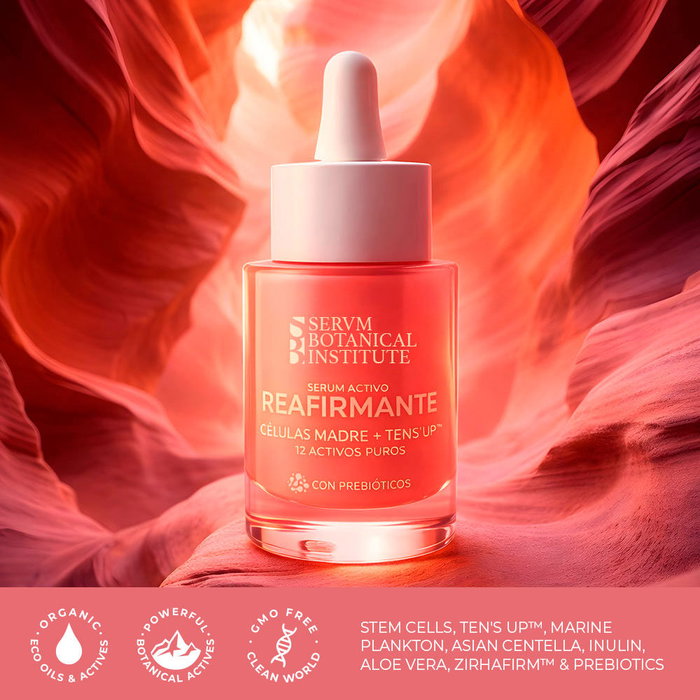 Servm Botanical Institute SÉRUM ACTIVO REAFIRMANTE 30 ml con Células Madre y Tens'Up para Tonificar y Reafirmar la Piel del Rostro y Cuello