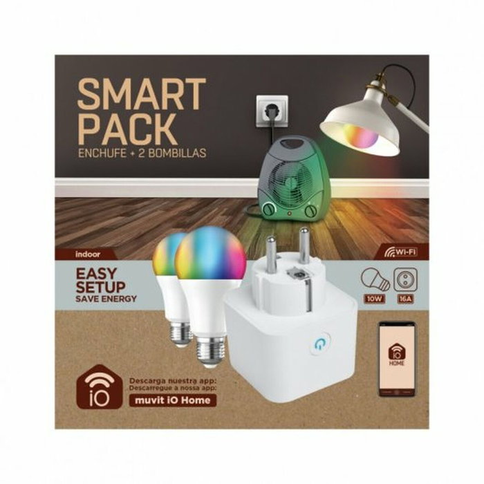 muvit iO Pack Smart: Enchufe Inteligente + 2 bombillas A6 E27 800lm
