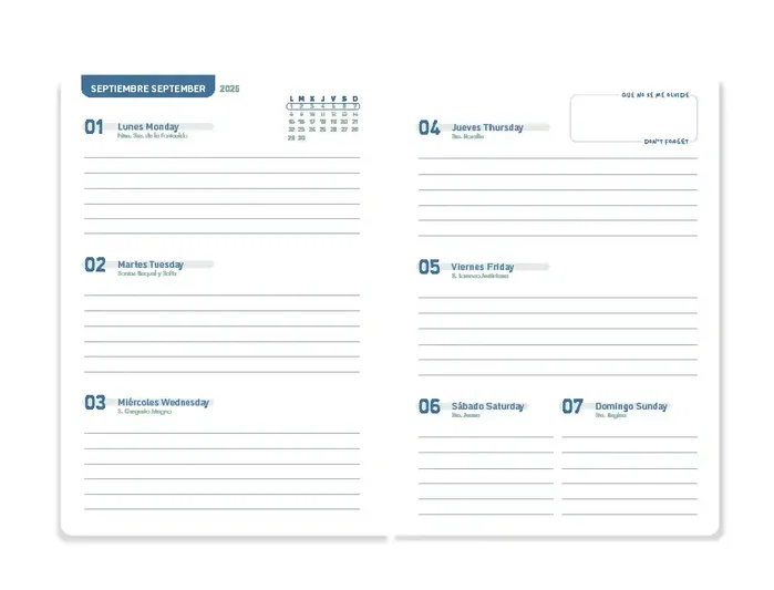 Liderpapel 25-2 6 Agenda Escolar 2025-2026 Semana Vista A5 Bilingüe Papel FSC 70gr Classic Azul Oscuro Espiral Liderpapel 25-2 6 Agenda Escolar 2025-2026 Semana Vista A5 Bilingüe Papel FSC 70gr Classic Azul Oscuro Espiral