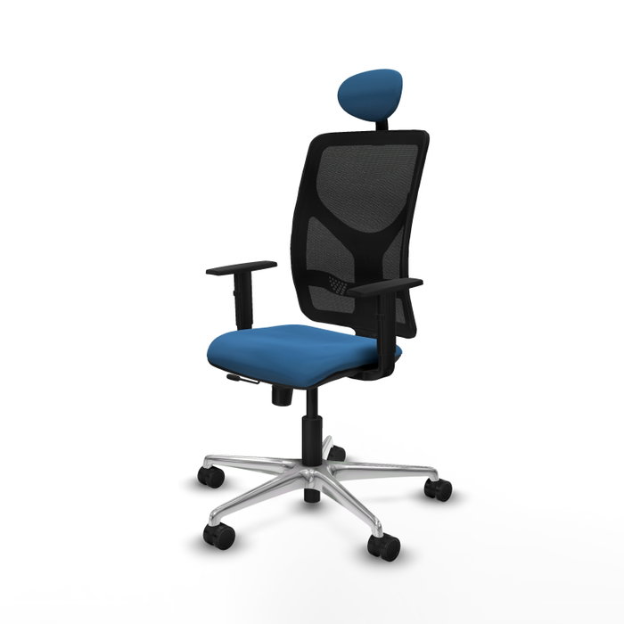 PIQUERAS Y CRESPO Silla de oficina Motilla con mecanismo Sincro/Traslack, Azul claro y Negro