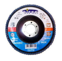 SIFER Disco de láminas de lija para acero inoxidable 125x22 mm Grano 40