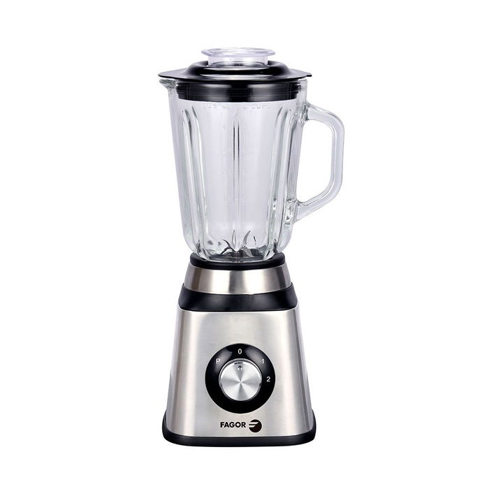 Fagor Batidora de vaso Coolmix One 450W 1,5L con jarra de cristal y picadora incluida - 4 cuchillas de acero inoxidable
