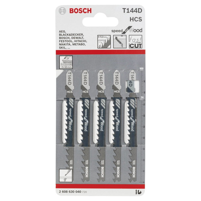 Bosch T 144 D Speed Wood Set de 5 hojas de sierra de calar Bosch T 144 D Speed Wood Set de 5 hojas de sierra de calar