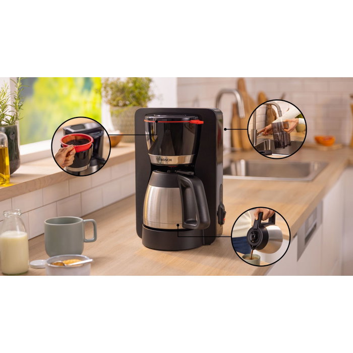 Bosch TKA 5M253 Thermo Cafetera de Filtro con Jarra de Acero Inoxidable