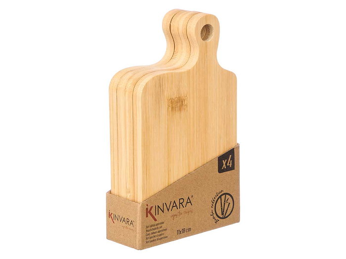 Kinvara Set 4 Tablas de Bambú Marrón 11 x 18 cm (Set de 12)