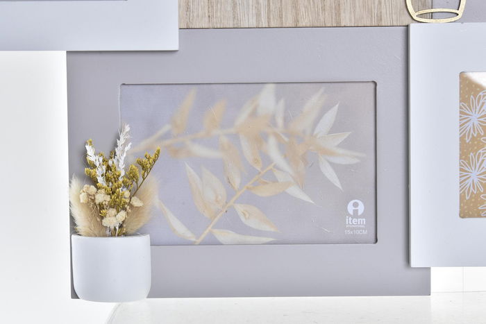 DKD Home Decor Marco Multifoto Urban Marron Blanco MDF Cristal 2 Unidades 46 x 3 x 39 cm
