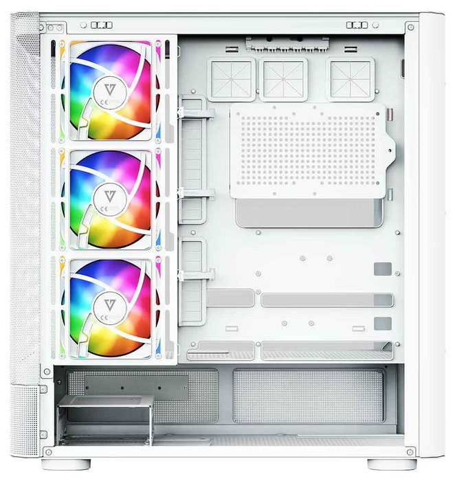 Modecom Volcano AQ500 ARGB Midi Tower Blanca, Carcasa para PC Gaming con Pantalla LCD 6.2" y 4 Ventiladores ARGB