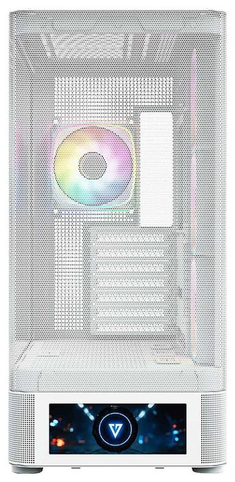 Modecom Volcano AQ500 ARGB Midi Tower Blanca, Carcasa para PC Gaming con Pantalla LCD 6.2" y 4 Ventiladores ARGB
