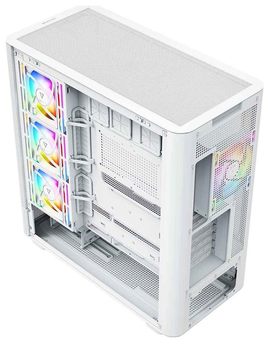 Modecom Volcano AQ500 ARGB Midi Tower Blanca, Carcasa para PC Gaming con Pantalla LCD 6.2" y 4 Ventiladores ARGB