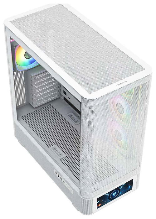 Modecom Volcano AQ500 ARGB Midi Tower Blanca, Carcasa para PC Gaming con Pantalla LCD 6.2" y 4 Ventiladores ARGB