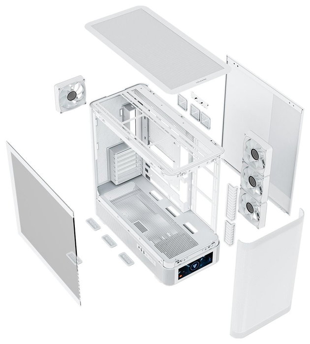 Modecom Volcano AQ500 ARGB Midi Tower Blanca, Carcasa para PC Gaming con Pantalla LCD 6.2" y 4 Ventiladores ARGB