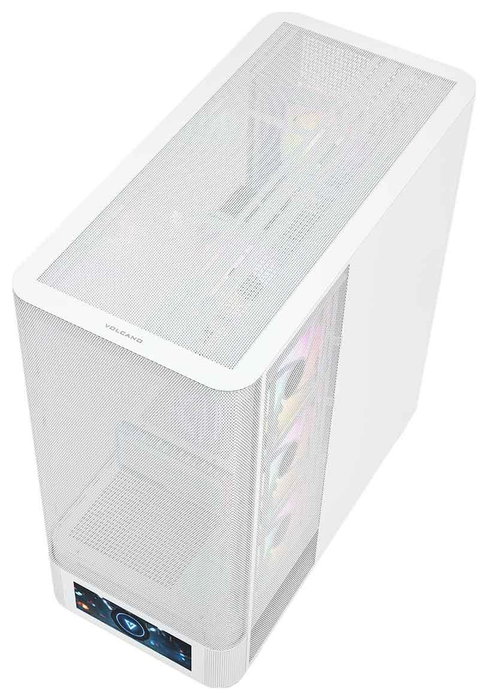 Modecom Volcano AQ500 ARGB Midi Tower Blanca, Carcasa para PC Gaming con Pantalla LCD 6.2" y 4 Ventiladores ARGB