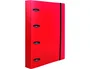 Liderpapel Carpeta con recambio A4 Cuadro 5mm 100 Hojas 80g Polipropileno 4 Anillas 40mm Rojo Translucido