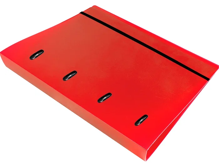 Liderpapel Carpeta con recambio A4 Cuadro 5mm 100 Hojas 80g Polipropileno 4 Anillas 40mm Rojo Translucido