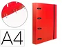 Liderpapel Carpeta con recambio A4 Cuadro 5mm 100 Hojas 80g Polipropileno 4 Anillas 40mm Rojo Translucido