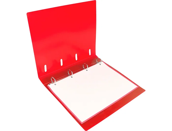 Liderpapel Carpeta con recambio A4 Cuadro 5mm 100 Hojas 80g Polipropileno 4 Anillas 40mm Rojo Translucido