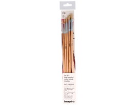Innspiro Set de 5 pinceles de cerda redondos mango largo nº 2, 4, 6, 8, 10