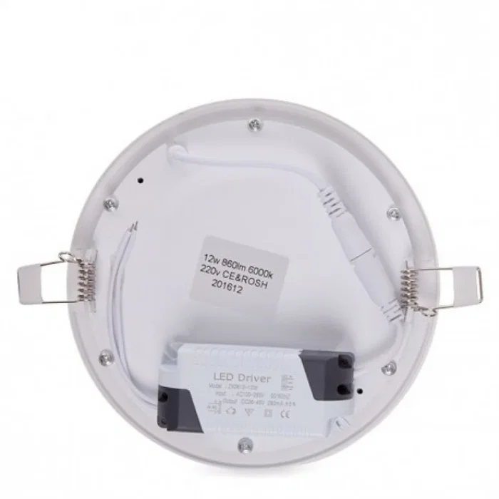Placa LED Circular 12W 860Lm 4200K [GR-RDP09-12W-W-EP02] Estuche Personalizado 40.000H Aluminio Blanco Difusor Opalizado IP25 85-265VAC