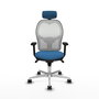 PIQUERAS Y CRESPO Silla de oficina Jorquera con mecanismo Sincro, Azul claro y Blanco
