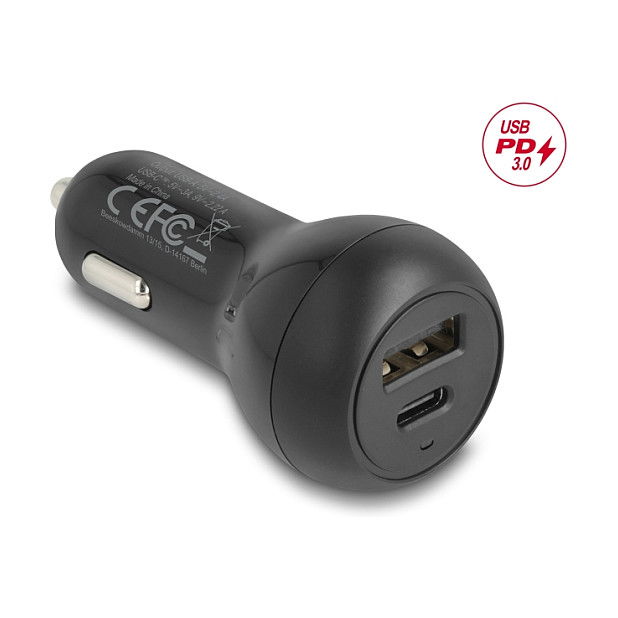 DeLOCK Adaptador de Carga para Coche USB-C PD 3.0 y USB-A 32W, Carga Rápida con Protecciones, Referencia 64329 DeLOCK Adaptador de Carga para Coche USB-C PD 3.0 y USB-A 32W, Carga Rápida con Protecciones, Referencia 64329