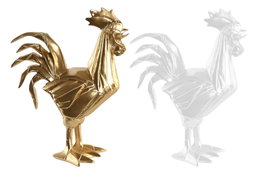 DKD Home Decor Figura de Resina Gallo Surtido Dorado y Blanco