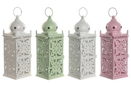DKD Home Decor Farola Oriental Blanco Blanco Roto 10 x 30 x 10 cm (4 Unidades)