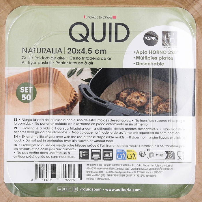 Cesta Cuadrada Papel Horno Naturalia Quid 20x4,5 cm