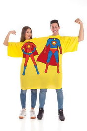 Creaciones Llopis Disfraz Adulto Camiseta Doble Super Héroes Birras Talla L