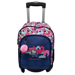 Toybags Mochila Primaria Hello Kitty con Doble Compartimento y Carro Negro