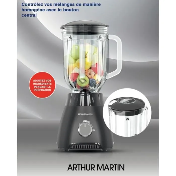 Arthur Martin Batidora de Vaso AMPB40 1.5L 400W 2 Velocidades + Pulso