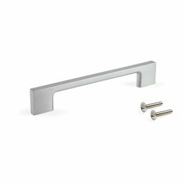 Emuca Lote de 5 tiradores para mueble Paiporta, L192mm, intereje 160mm, Zamak, Niquel Satinado