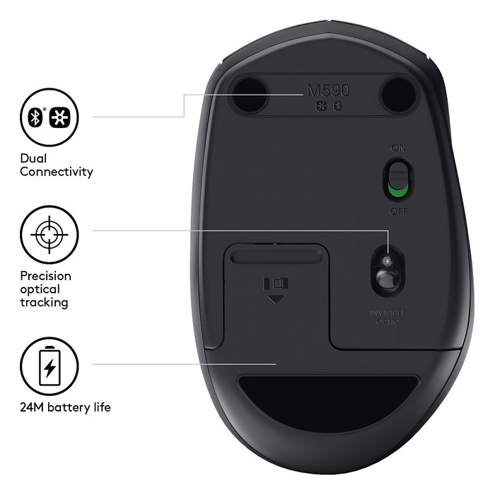 Logitech M590 Silent Ratón Óptico Bluetooth Graphite