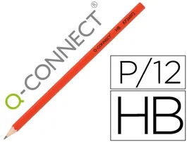 Q-connect Lápices de Grafito Hexagonal N.2 HB sin Goma Color Rojo Mina Resistente