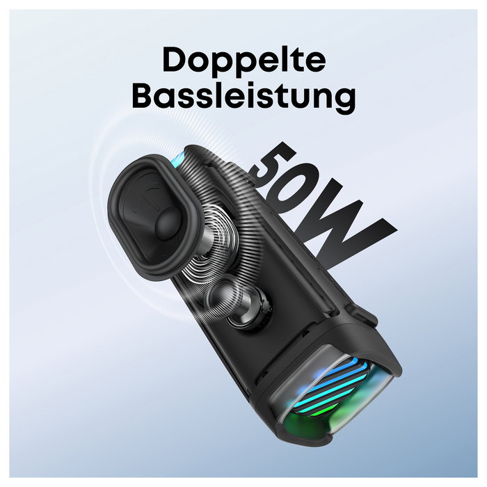 Anker Soundcore Boom 3i Altavoz Bluetooth Portátil 50W IP68 Resistente al Agua 16h Autonomía Negro BassUp TWS Stereo Outdoor Lautsprecher